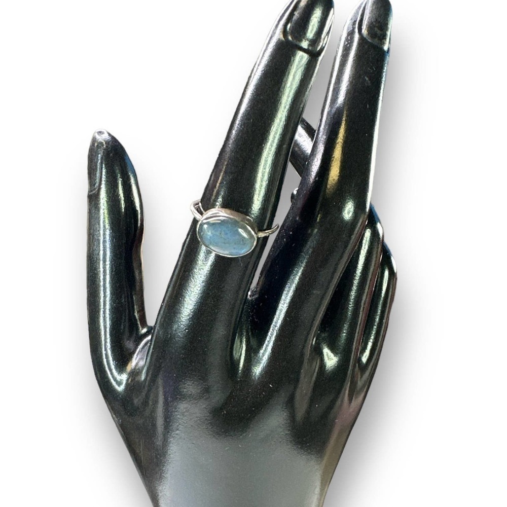 Labradorite 925 Silver Stackable Ring Size 6.75 - image 3